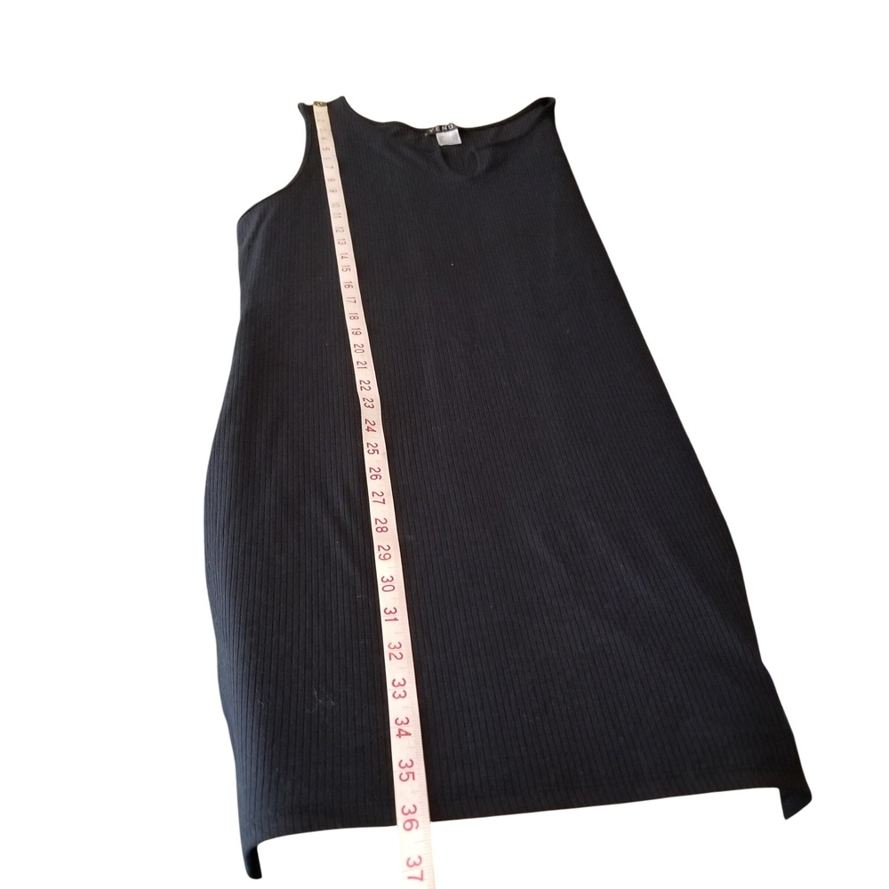 Venus Black Ribbed Knit Sleeveless Notched V-Neck Tank Dress Womens 1X Comfy - Picture 5 of 7